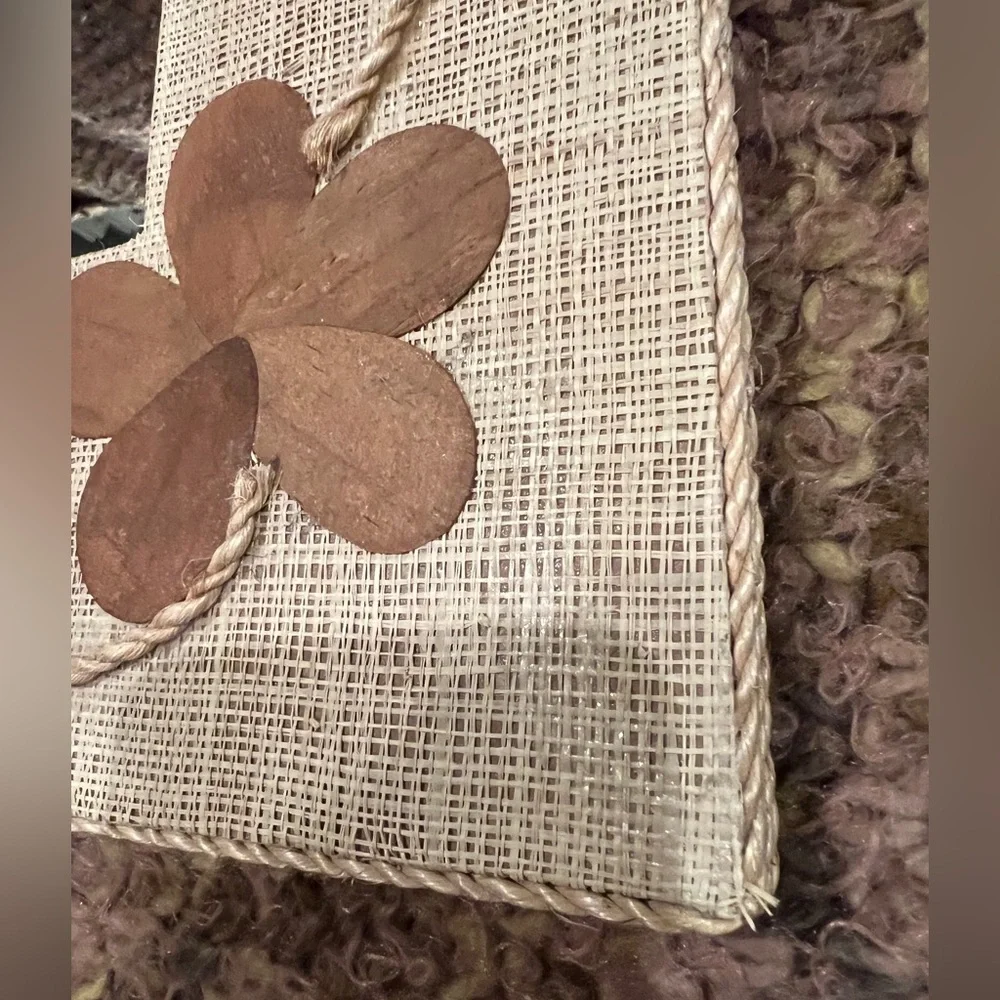 Boho Wall Mirror, 16x16 burlap & wood accents with flowers, beautiful wall decor